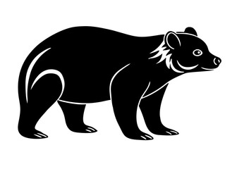 vector illustration of a spectacled, mountain, or andean bear in side view, showcasing its unique markings. perfect for wildlife designs, south american fauna themes, or educational projects