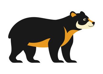 Obraz premium vector illustration of a spectacled, mountain, or andean bear in side view, showcasing its unique markings. perfect for wildlife designs, south american fauna themes,or educationa.silhouette of a bear