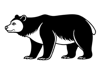 vector illustration of a spectacled, mountain, or andean bear in side view, showcasing its unique markings. perfect for wildlife designs, south american fauna themes, or educational projects