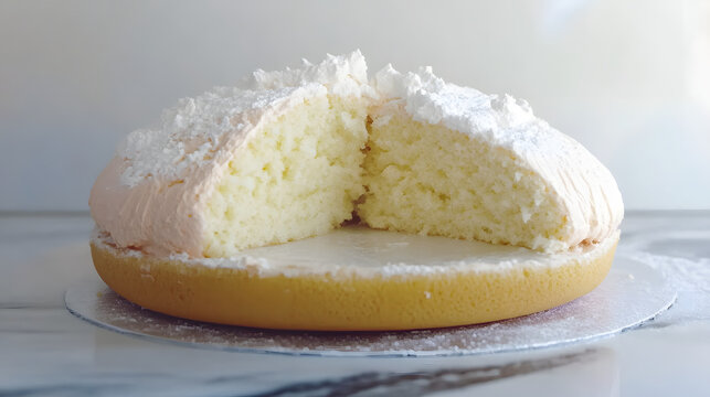 a cake with a biter of frosting on it
