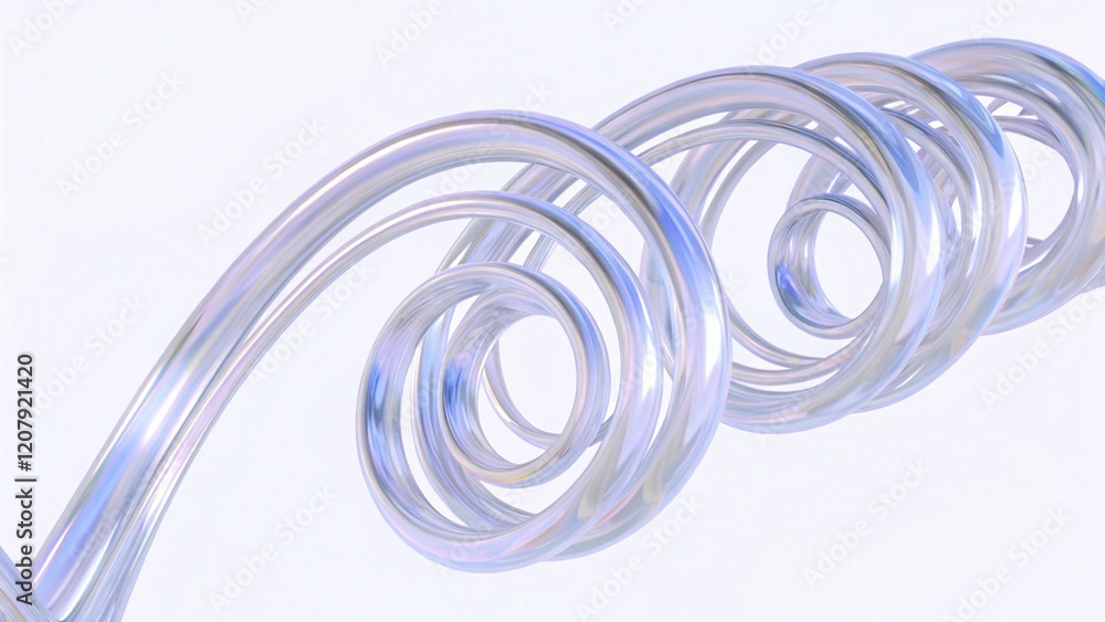 Poster abstract glass geometric composition, iridescent holographic crystal shapes with gradient texture in