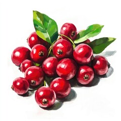 Oil painting of beautiful Lingonberries impressionism style, accented brush strokes and paint blobs