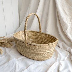 Fototapeta premium wicker basket on a wooden table