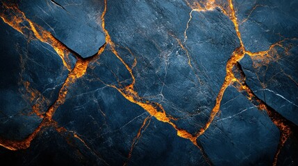 Molten lava cracks through dark stone surface, volcanic background, texture use