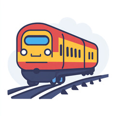 An icon of an old locomotive, in the style of simple line art with bold and thick outline lines. Isolated on a white background.