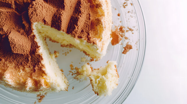 a piece of cake on a plate with a biter