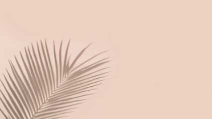 Minimalist tropical palm shadow on beige background for modern branding and natural lifestyle designs or creative summer mock-up. Neutral tropical palm mockup on light backdrop