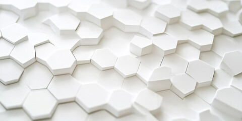 Fototapeta premium White background with a hexagonal pattern, white color tone