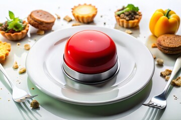 Surreal Red Panic Button - Emergency Food Photography
