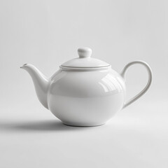 White teapot, simple shape, white background