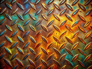 Surreal Rusty Diamond Metal Plate Texture Background