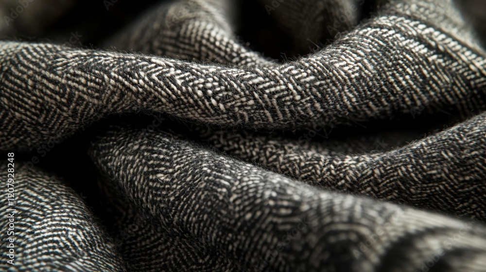 Poster close-up of textured black and white fabric with intricate patterns