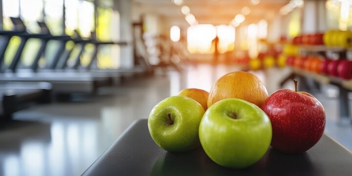 A poster promoting regular exercise and healthy eating in a healthcare center.