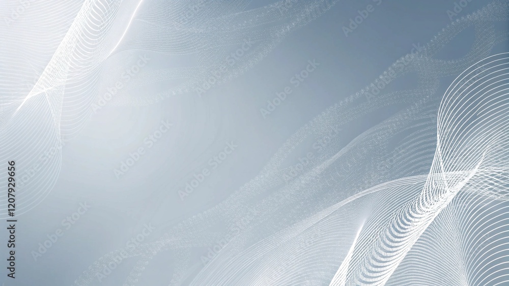 Aufkleber Grey white abstract background with flowing particles. Digital future technology concept of illustration, modern wave movement, soft motion design, elegant texture, futuristic backdrop style
