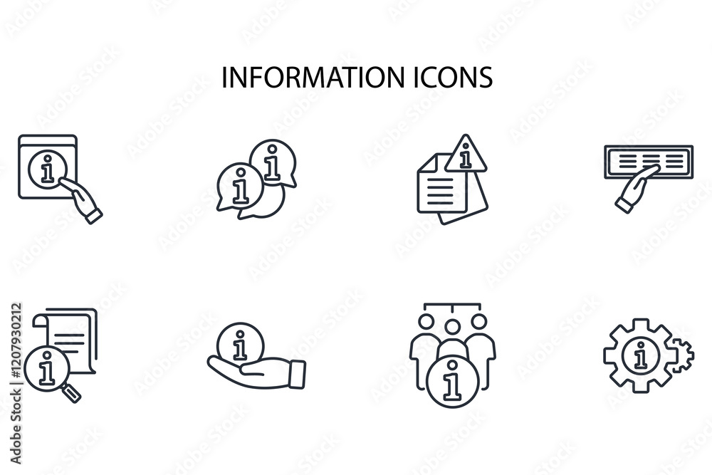 Poster information icon set.vector.editable stroke.linear style sign for use web design,logo.symbol illustr