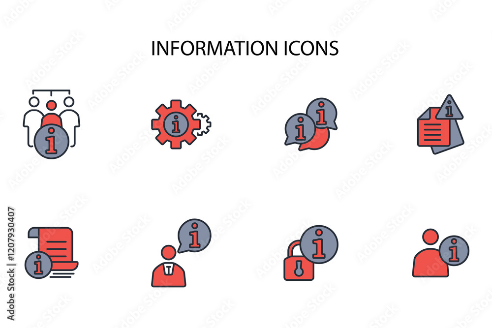 Poster information icon set.vector.editable stroke.linear style sign for use web design,logo.symbol illustr