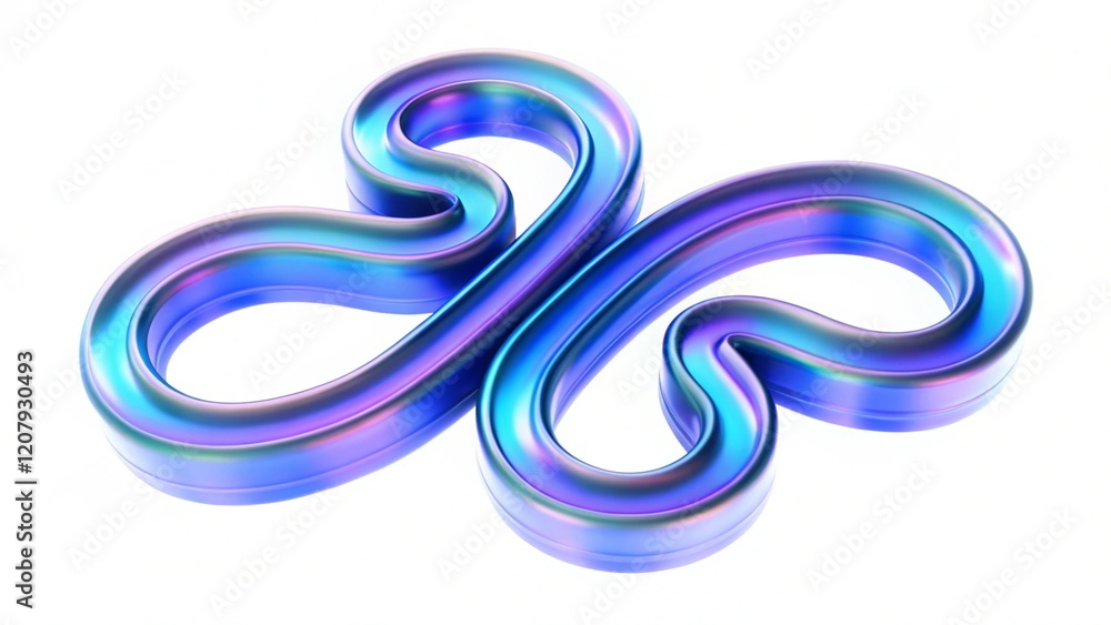 Poster iridescent abstract fluid shape transparent image. vibrant flowing form in metallic shades, isolated