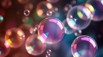 abstract pink wallpaper with close up soap bubbles