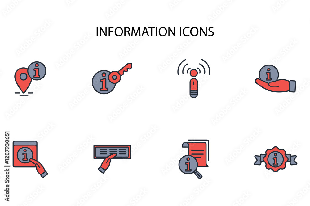 Poster information icon set.vector.editable stroke.linear style sign for use web design,logo.symbol illustr