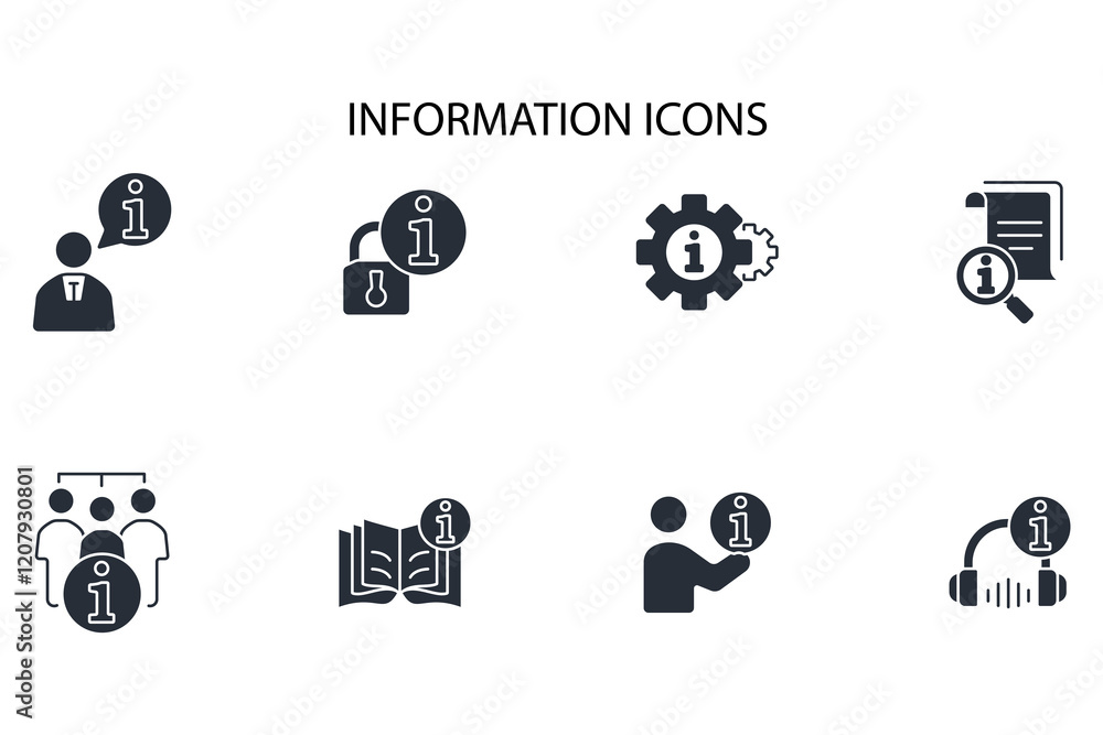 Poster information icon set.vector.editable stroke.linear style sign for use web design,logo.symbol illustr