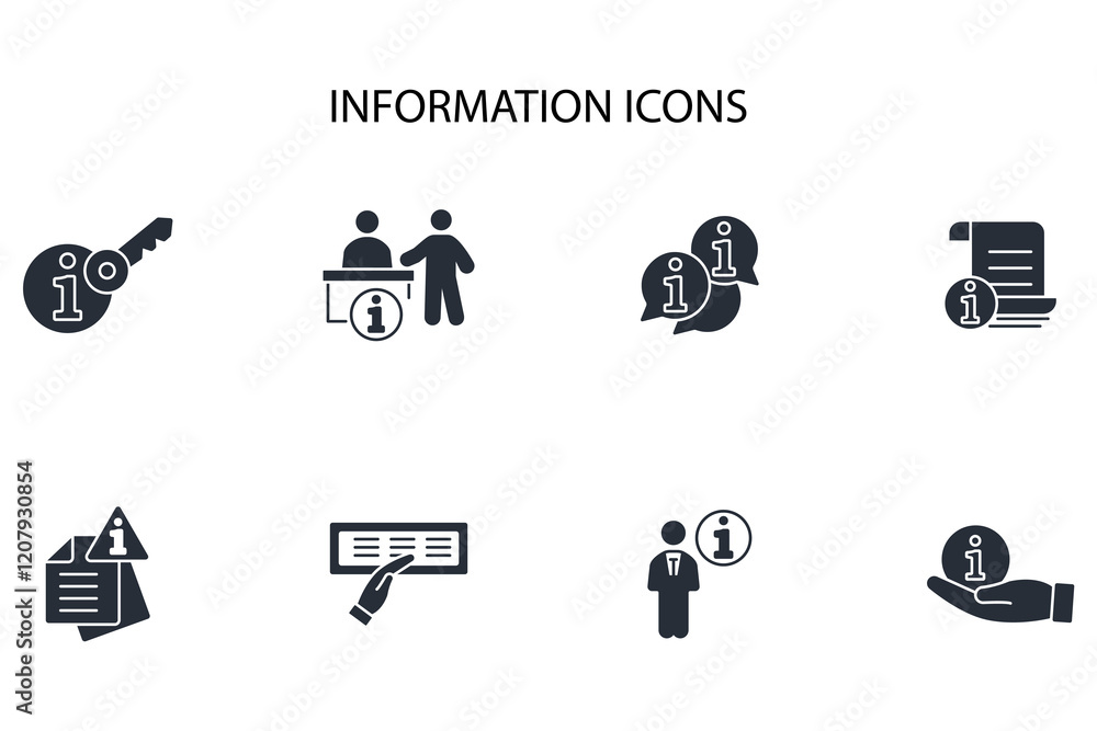 Poster information icon set.vector.editable stroke.linear style sign for use web design,logo.symbol illustr