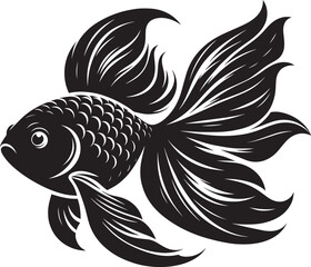 Beautiful Gold fish vector illustration silhouette isolated on white background
