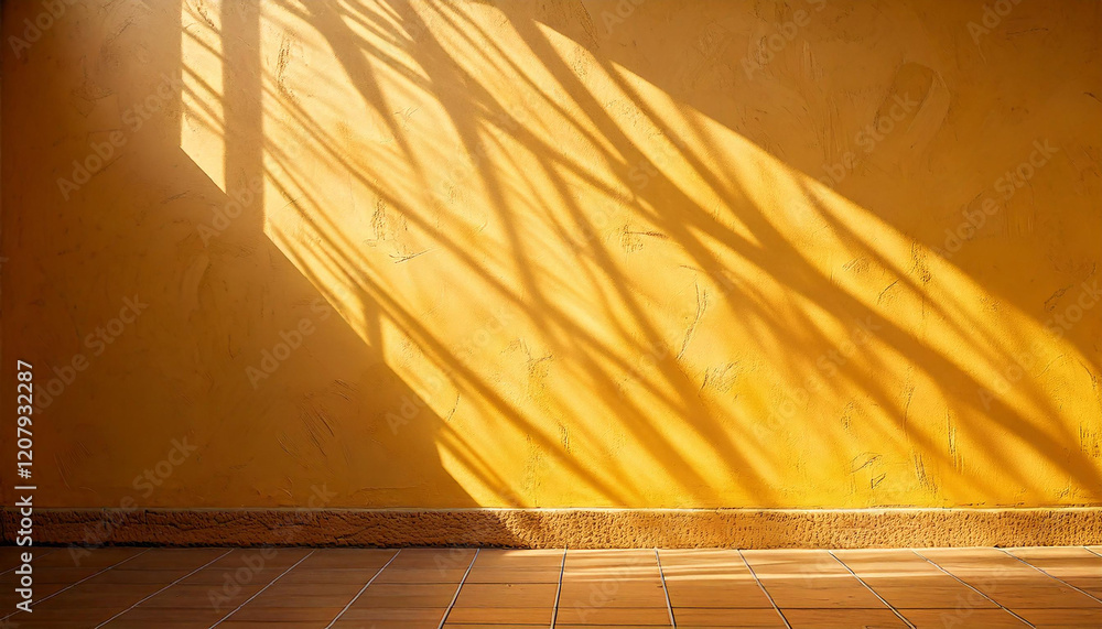 Poster abstract yellow color gradient studio background for product presentation. empty room wall and floor