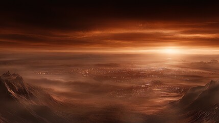 Martian Cityscape at Sunset A Futuristic Vista