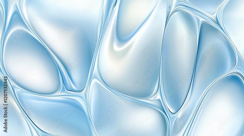 Poster a smooth and flowing abstract background in light blue tones, with curving shapes and soft gradients