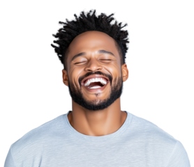 Joyful man with a bright smile enjoying a moment of happiness