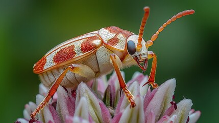 Colorful Insect on Vibrant Flower Petals in Nature Setting