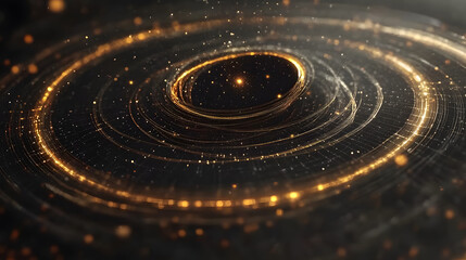 A complex visual of space-time bending with a series of digital grids and light trails warping across a dark void, illustrating futuristic time travel with no human figures in the scene 