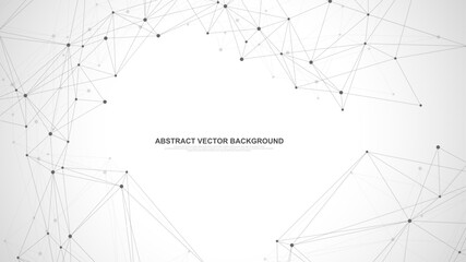 Global network connection concept. Big data visualization. Social network communication in the global computer networks. Internet technology. Business. Science. Vector illustration