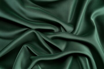 Fototapeta premium Luxurious Green Satin Fabric with Elegant Soft Folds and Smooth Texture