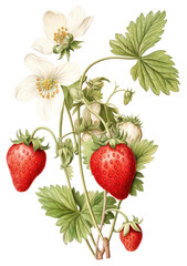 PNG Strawberry fruit illustration botanical.