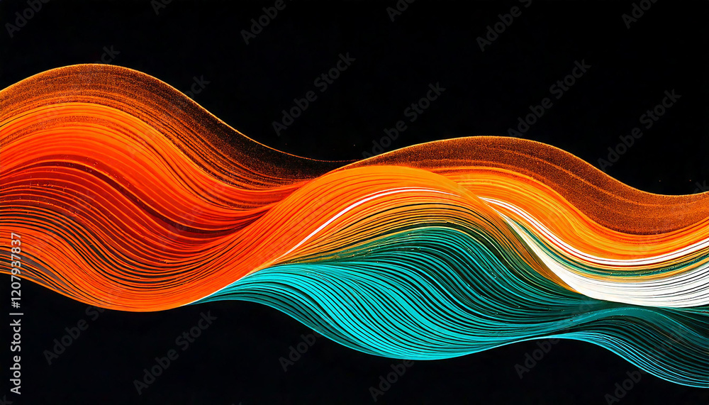 Poster vibrant abstract wave pattern a vibrant abstract wave pattern featuring flowing lines in orange, red