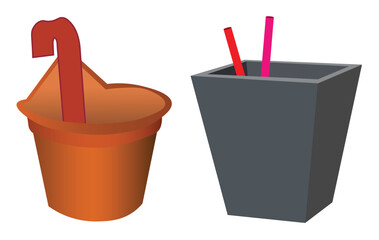 Set of flower pots isolated on white background