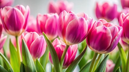 Naklejka premium Tilt-Shift Pink Tulips Wallpaper Closeup
