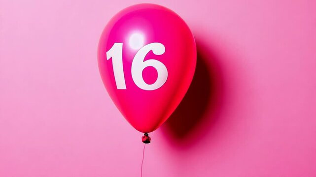 16th birthday celebration with vibrant pink balloon against a colorful background