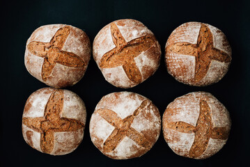 six loaves of homemade black bread