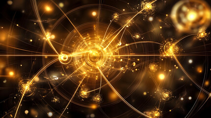 A cosmic scene showing space-time distortion as glowing energy lines and waves radiate from a central point, creating a surreal and abstract futuristic view, with no humans visible 