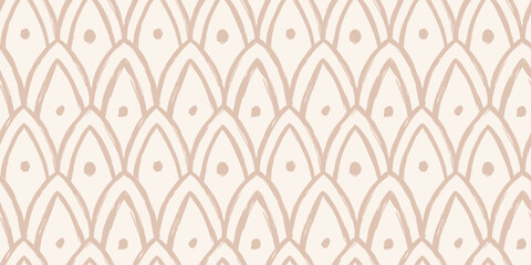 Fototapeta premium Trendy aesthetic abstract seamless pattern with geometric print. Minimalistic Organic brush stroke, ink texture. Simple design for wallpaper, textile, wrapping, packing, fabric, branding, decoration