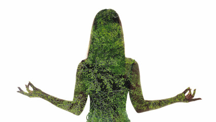 Fototapeta premium Nature harmony mind tranquility woman silhouette