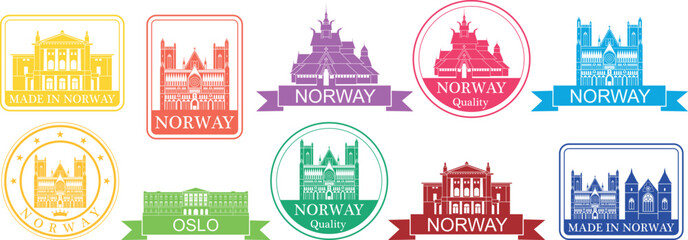 Norway set. Isolated Norway on white background