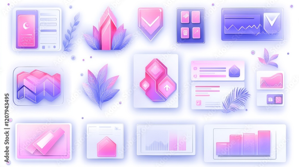 Poster modern ui design elements kit charts, graphs, and icons