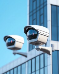 Security cameras on modern building