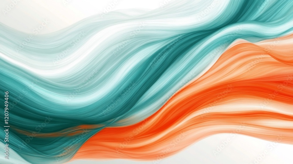 Aufkleber vibrant abstract brush strokes, a dynamic interplay of teal and orange, featuring soft blends and fl