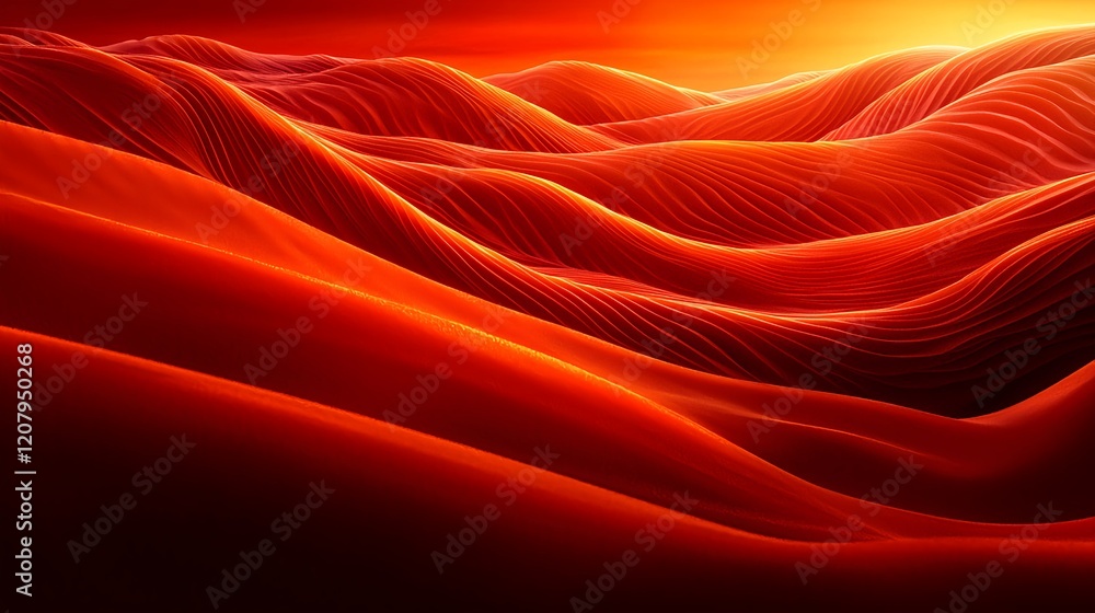 Aufkleber abstract waves of crimson and orange in dynamic flowing patterns