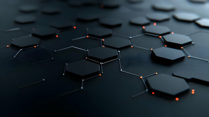 Fototapeta premium Dark Hexagon 3D Abstract Background