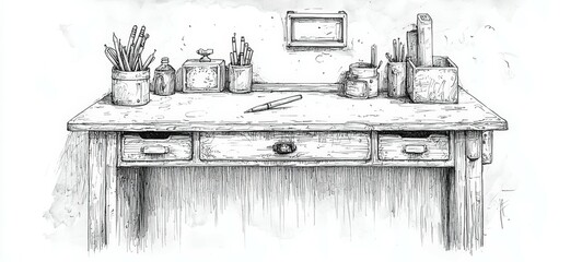 Fototapeta premium The Perfect Desk, Obsessive Compulsive Disorder OCD